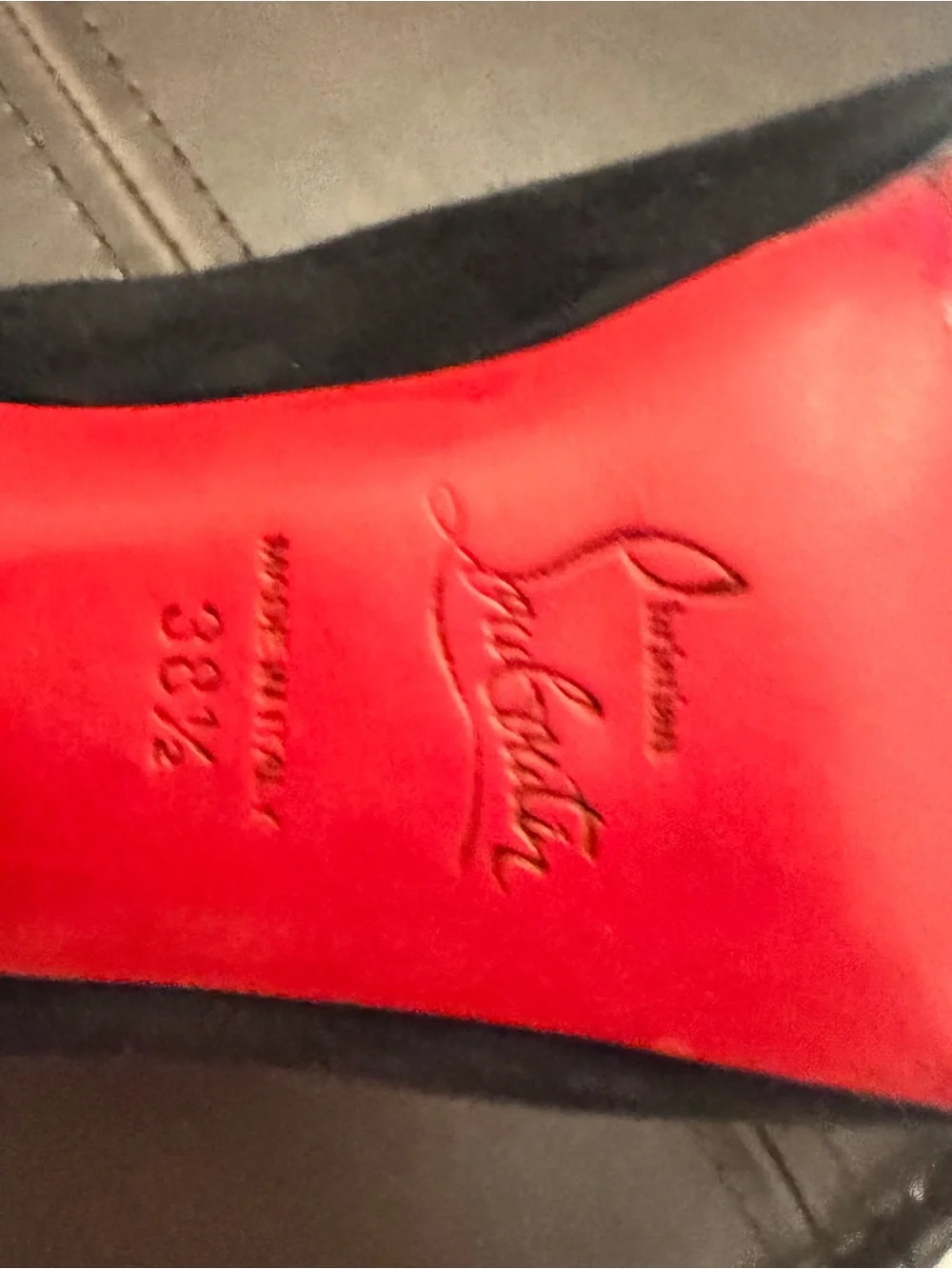 Christian Louboutin Black Suede Peep-Toe Pumps with Signature Red Sole